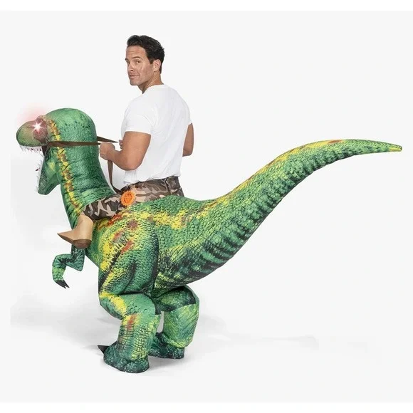 NEW Spooktacular Creations Inflatable Ride a Raptor Costume Adult One Size Green - Picture 3 of 7